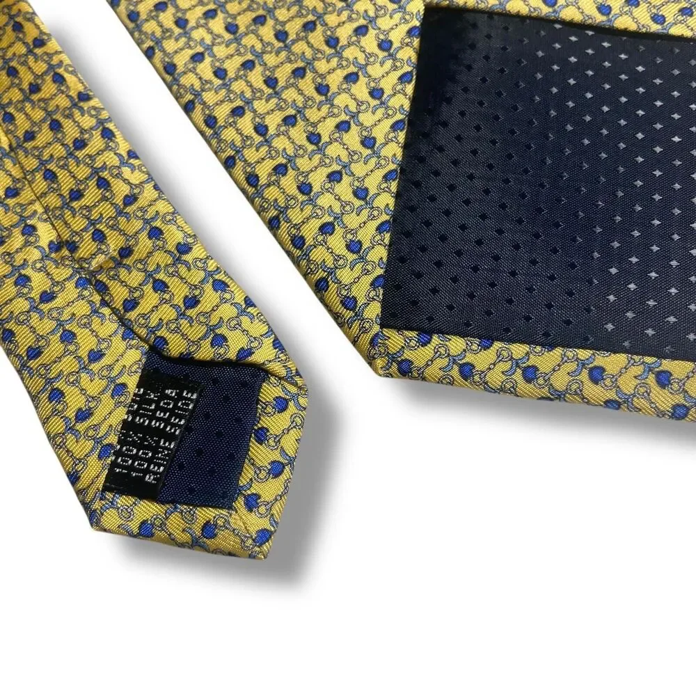Barindelli & Trezzi 100% Silk Tie Necktie For Men Made in Italy Yellow Blue